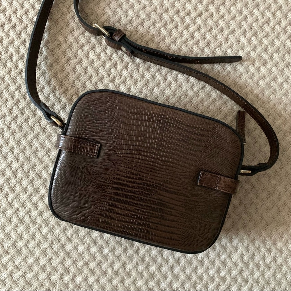 Massimo Dutti Brown Leather Crossbody Bag | Minimal Buckle Detail - Picture 7 of 16
